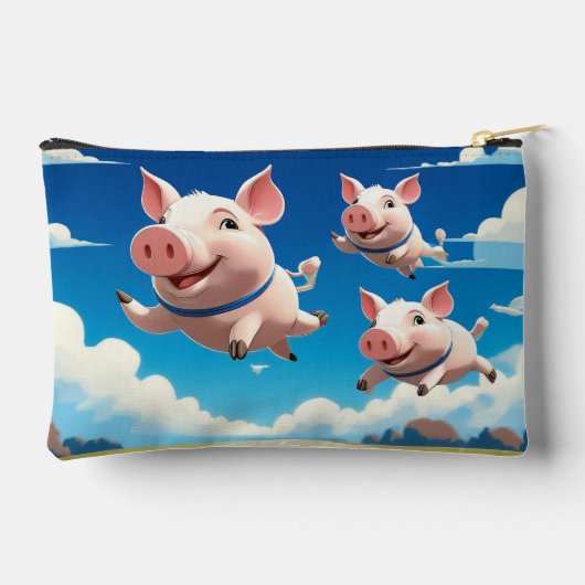 When Pigs Fly Funny Winged Pigs アクセサリーポーチ (裏面)