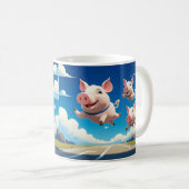 When Pigs Fly Funny Winged Pigs コーヒーマグカップ (正面右)