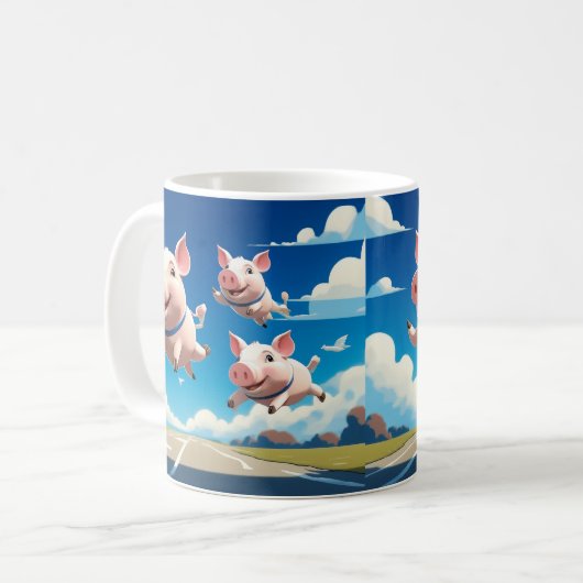 When Pigs Fly Funny Winged Pigs コーヒーマグカップ (正面左)