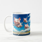 When Pigs Fly Funny Winged Pigs コーヒーマグカップ (左)