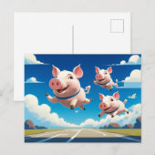 When Pigs Fly Funny Winged Pigs ポストカード (正面/裏面)