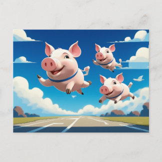 When Pigs Fly Funny Winged Pigs ポストカード