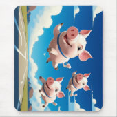 When Pigs Fly Funny Winged Pigs マウスパッド (正面)