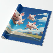 When Pigs Fly Funny Winged Pigs ラッピングペーパー (アンロールド)