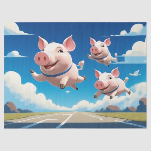 When Pigs Fly Funny Winged Pigs 薄葉紙 (正面)
