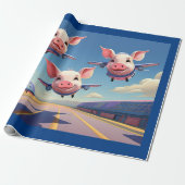 When Pigs Fly Funny Winged Pigs Airplanes ラッピングペーパー (アンロールド)