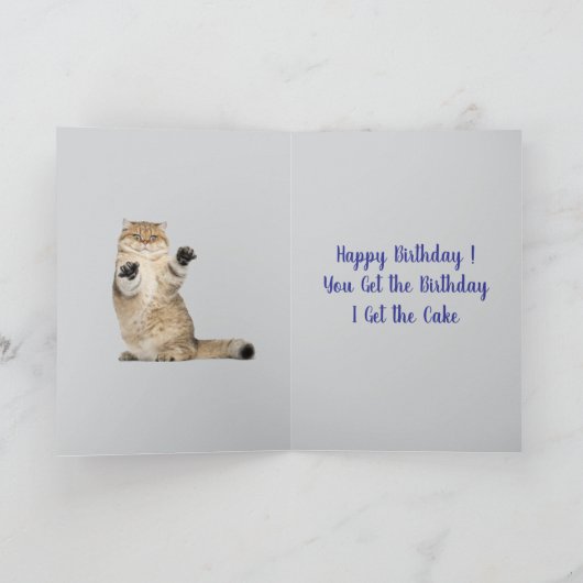 When the Cat Cares.. Just a Little –Funny Birthday カード (内部)