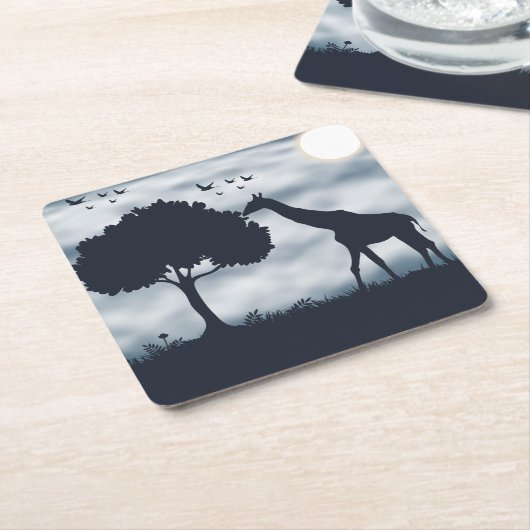 When the Moon Whispers to the Giraffe スクエアペーパーコースター (アングル)