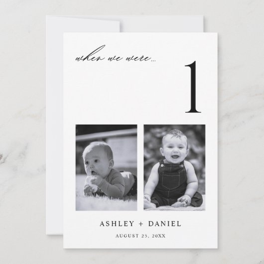 When We Were Age Photo Table Number 招待状 (裏面)