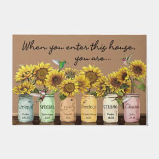 When you enter this house doormat, Sunflower ドアマット