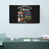 When You Enter This Library Reading Book Worms 横断幕 (トレードショー)