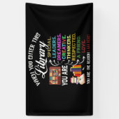 When You Enter This Library Reading Book Worms 横断幕 (縦)