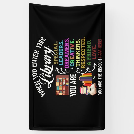 When You Enter This Library Reading Book Worms 横断幕 (縦)