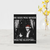 When You're Sleeng Christmas Santa He Sees You  カード (黄色い花)