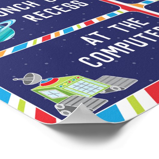 Where Are We Classroom Sign in Outer Spaceテーマ ポスター (角)