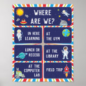 Where Are We Classroom Sign in Outer Spaceテーマ ポスター (正面)