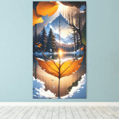 Where Autumn Meets Winter: A Leaf’s Last Glow キャンバスプリント (インサイチュ (ウッドフロア))