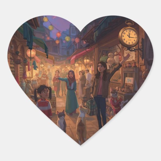 Where Cats Wander and Lanterns Glow ハートシール (正面)