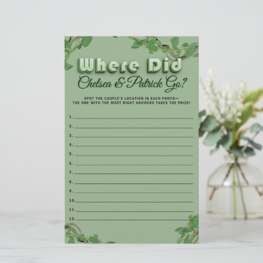 Where Did They Go Greenery Bridal Guessing Game  (スタンド正面)