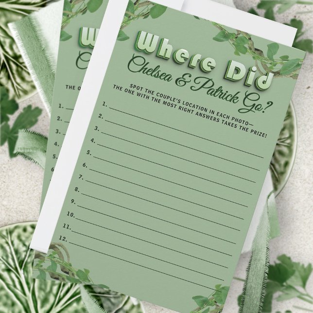 Where Did They Go Greenery Bridal Guessing Game  (クリエイターアップロード済み)