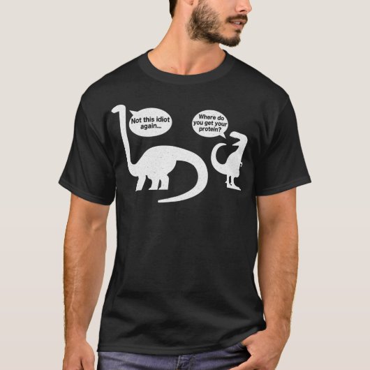 Where Do You Get Your Protein Anti Meat Vegan Dino Tシャツ (正面)