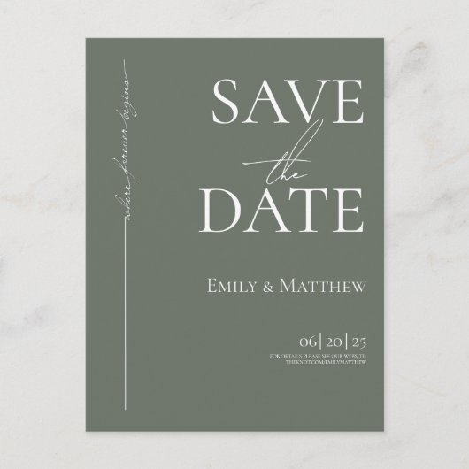 Where Forever Beginning Sage日付を保存 案内ポストカード (正面)