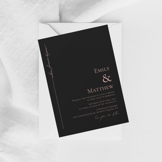 Where Forever Begins Black Wedding Invitation 招待状