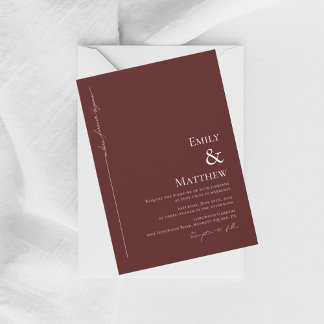 Where Forever Begins Burgundy Wedding Invitation 招待状