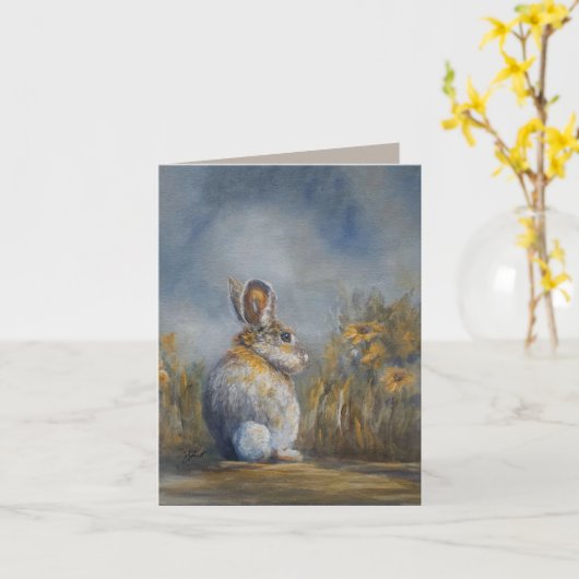 Where Goes Mr Hare 4 x 5.6" カード (黄色い花)