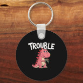 Where I Go Trouble Follows I'm Trouble Funny Dinos キーホルダー (正面)