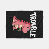 Where I Go Trouble Follows I'm Trouble Funny Dinos フリースブランケット (正面(横))