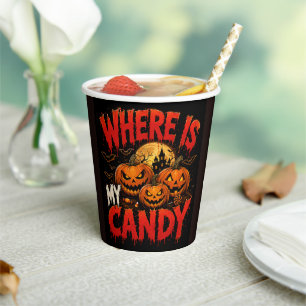 Where Is My Candy Halloween Pumpkin T-Shirt   スプー 紙コップ