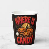 Where Is My Candy Halloween Pumpkin T-Shirt | スプー 紙コップ (裏面)