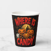 Where Is My Candy Halloween Pumpkin T-Shirt | スプー 紙コップ (正面)