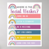 Where is Social Worker Office Door Sign Rainbow ポスター (正面)