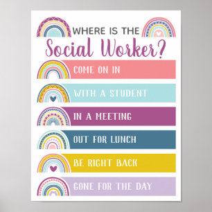 Where is Social Worker Office Door Sign Rainbow ポスター