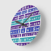 Where is Theパーティー – 青と白 ラウンド壁時計 (傾斜)