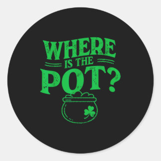 Where is the pot funny shamrock lucky irish st ラウンドシール
