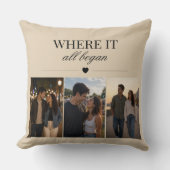 Where It All Began Three Photo Memory Throw Pillow クッション (正面)