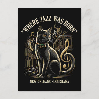 Where Jazz Was Born New Orleans Black Cat Heritage ポストカード