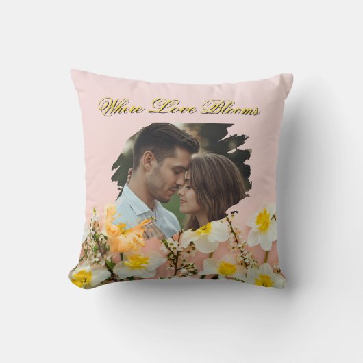 Where Love Blooms Pillow | Spring Romance Throw  クッション (正面)