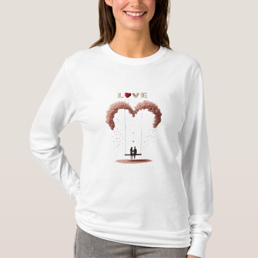 Where Love Gently Falls Petals Between Two Hearts  Tシャツ (正面)