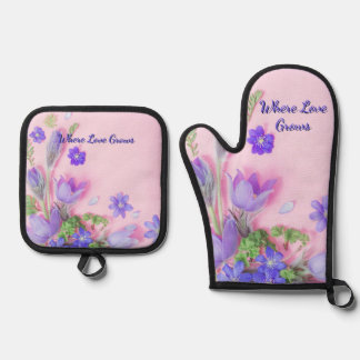 Where Love Grows Kitchen Set | Floral Oven Mitt  鍋つかみ&鍋敷きセット