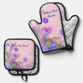 Where Love Grows Kitchen Set | Floral Oven Mitt 鍋つかみ&鍋敷きセット (正面/裏面)