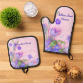 Where Love Grows Kitchen Set | Floral Oven Mitt 鍋つかみ&鍋敷きセット (トップダウン)