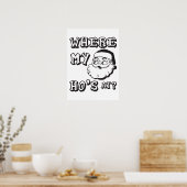 Where My Ho's At - おもしろい Christmas Santa Claus ポスター (キッチン)