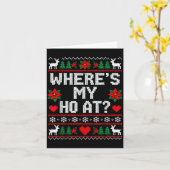 Where My Ho's At Ho Matching Couple Christmas Ugly カード (黄色い花)