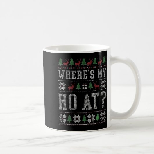Where My Ho's At Ho Matching Couple Christmas Ugly コーヒーマグカップ (右)