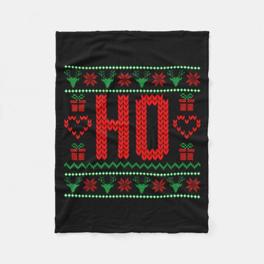 Where My Ho's At Ugly Christmas Sweater Couples Ma フリースブランケット (正面)