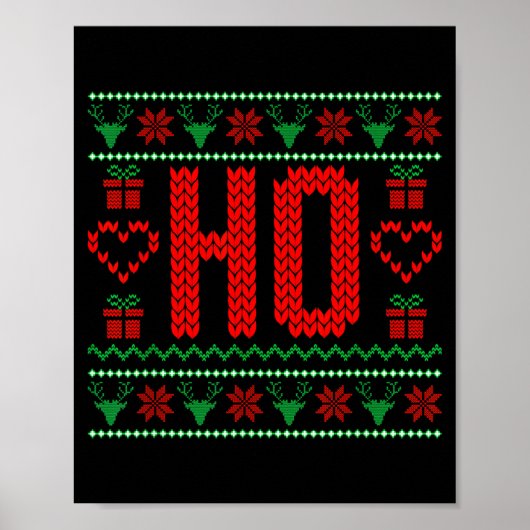 Where My Ho's At Ugly Christmas Sweater Couples Ma ポスター (正面)